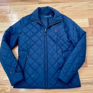 Womens S/P POLO Ralph Lauren Navy Blue Quilted Zip Jacket